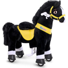 PonyCycle Essential Model E Rocking Horse on Wheels with Brake (Black/Size 3 for Age 3-5) Horse for Riding for Children Riding Horse Pony Stuffed Toy - E338