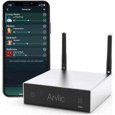 Arylic A50+ WiFi & Bluetooth Home Amplifier TPA3116 with 50+50W 24V DC/2.0 Stereo Channel, AirPlay DLNA, Multiroom/Multizone Sync, 24bit 192kHz HiFi Audio Streaming Integrated for Speakers