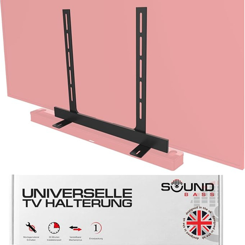 Universal TV Mount Black Compatible with Bose Smart Soundbar 300/500/550/600/700/900/Ultra, TV Speaker, Soundtouch 300 - Invisible Once Assembled Quick and Easy to Install