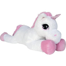 Wagner 9070 Giant Plush Toy XXL Plush Unicorn Lying Down 110 cm in White/Pink