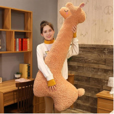 FODELIUY Alpaca Cuddly Toy, Llama Pillow, Side Sleepers, Alpaca Side Sleeper Pillow, Alpaca Pillow, Side Sleepers, Large Alpaca Plush Toy, Alpaca Gift for Children and Mum (Brown, 130 cm)