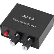 2 Channel Sound Amplifier, Stereo Audio Preamp, Home Audio HiFi Stereo Amplifier Receiver, 1 Input and 2 Outputs, 3.5 mm Stereo Sound Distributor Sound Preamp