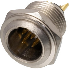 AERZETIX – C19600 - Flange Plug 4 Pin Mini XLR Male Header Plug - for Soldering - Screw-On Panel Mount