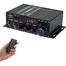 Mini Audio Power Amplifier 400W + 400W, Speaker Amplifier Bluetooth Receiver 5.0 2.0 CH with 12V 5A Power Supply, Car Garage Music Player