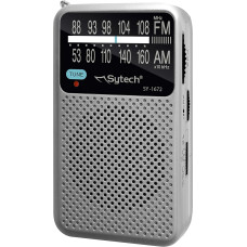 Sytech AM FM Pocket Radio Speaker Vertical Silver