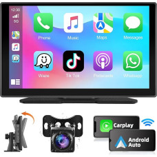 Podofo Wireless Apple Carplay Android Car Radio 9 Inch HD Touchscreen Car Stereo Radio with Bluetooth, FM Transmission, Voice Control, Mirror Link + AHD Reversing Camera