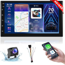 Hodozzy Carplay Android Car Radio 2 DIN with Navigation 7 Inch IPS Screen, Auroradio Bluetooth with Android Car/32EQ/WiFi/RDS/FM/USB + Reversing Camera