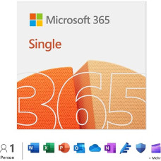 Microsoft 365 Single (including Microsoft Defender) | 1 User | Multiple PCs/Macs, Tablets and Mobile Devices | 1 Year Subscription | Download Code