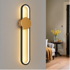 Homefire Wall Lamp LED Wall Light Indoor 12 W Staircase Lamp 60 cm Gold Hallway Lamp Modern Design 3000 K Warm White Minimalist Wall Lighting for Bedroom Living Room Hallway Staircase Kitchen