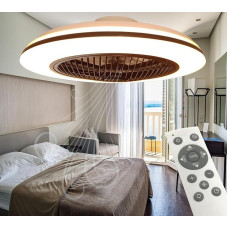 HSL lubinis šviestuvas su ventiliatoriumi, skersmuo 51 cm, 360° reguliuojama vėjo kryptis, reguliuojamas apšvietimas, 3100 lm, labai ryškus, su nuotolinio valdymo pulteliu, 24 greičiai, 3000-5500 K reguliuojama šviesos spalva, su būsenos atmintimi