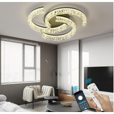 Miegamojo šviestuvas, lubų šviestuvas su nuotolinio valdymo pulteliu, gyvenamasis kambarys, reguliuojamas, 40 W LED virtuvės šviestuvas, lubų 3000 K - 6000 K, 4100 LM, 52 cm lubų šviestuvai, akrilo kristalų medžiaga restoranams