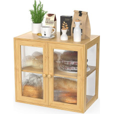 BAMBANG Bamboo Bread Box for Kitchen Counter, Bread Bin Farmhouse Bread Box with 2 Doors, Wooden Bread Bin Bread Storage Container Holder for Homemade Bread, Natural