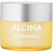 ALCINA vitaminas C dieninis kremas - 1 x 50 ml - 24 val. drėkinamasis veido kremas su hialurono rūgštimi ir vynuogių sėklų aliejumi, pasižymintis antioksidaciniu poveikiu prieš ankstyvą odos senėjimą ir švytėjimo efektu