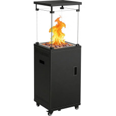 Sweetcrispy Heizstrahler Terrasse Gas 11 kW, Terrassenheizer, Propan Butan Gasheizstrahler, Mobiler Tragbarer Heizpilz, 360° Rollen Kippschutz, Gasheizung Gasheizer für Outdoor Garten, Schwarz