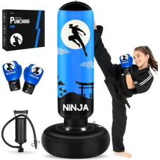 Punch Bag for Kids, Kids Boxing Set with Boxing Gloves, 168 cm Large Inflatable Punch Bag, Gift for Boys & Girls Aged 3-12 Years to Practice Karate and Taekwondo
