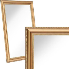 70 x 50 cm Wall Mirror, Mirror with Gold Frame, Bathroom Mirror, Hallway, Make-Up, Dressing, Hanging Wall Mirror with Frame, Living Room / Bedroom Decor