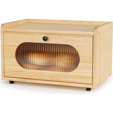 GUUSII HOME Duonos dėžė Medinė duonos dėžė Virtuvės stalviršio duonos saugykla Pušies medienos duonos laikymo dėžutė Virtuvės duonos konteineris Duonos saugykla su magnetinėmis akrilinėmis durimis Duonos dėžė Bin 36,5 x 23,5 x 22 cm (geltona)