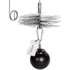 HOLZBRINK 200 mm Chimney Brush Spring Steel + Pull Weight + 12 m Flex Rod + Carabiner – Chimney Broom Cleaning Chimney Brick