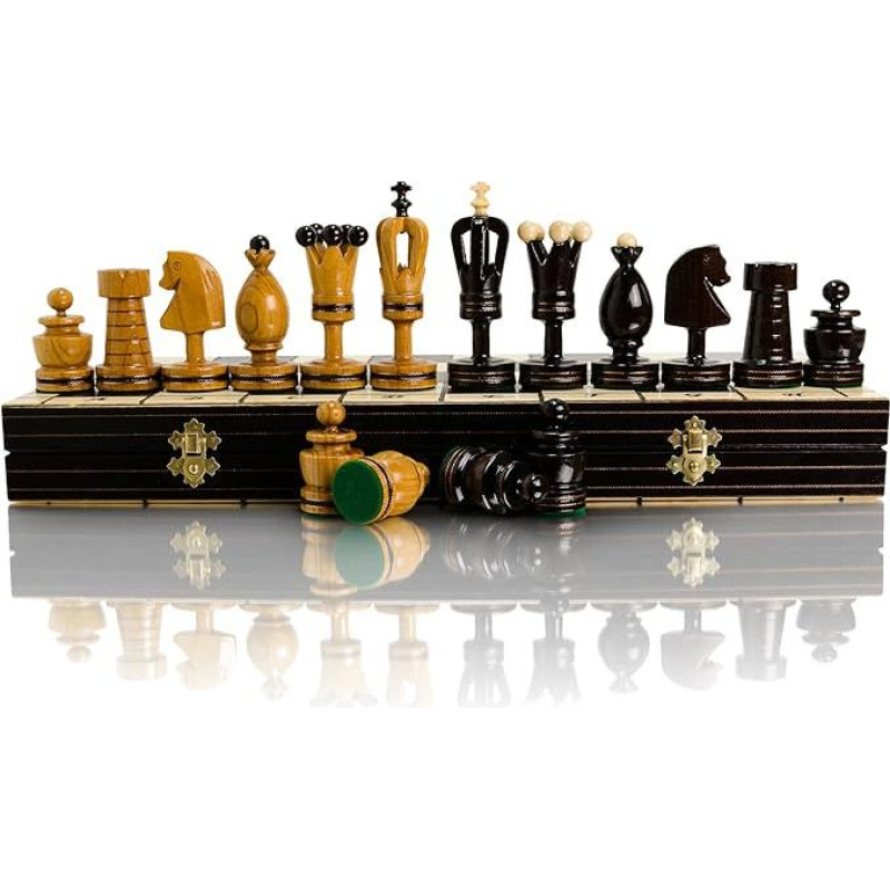 ROYAL INCRUSTED 50cm / 20in dekoruotas prabangus skulptūrinis medinis šachmatų žaidimas, rankų darbo klasikinis žaidimas