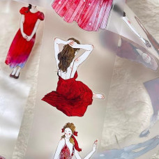 DingDing Vol12-42 A Little Red, matinė PET juosta, iš anksto supjaustyta Washi Tape lipdukais, 2,36 colių x 10,94 YD, originalus vintažinis dizainas, skirtas albumų reikmenims, žurnalams, žurnalams, žurnalams su šiukšlėmis, dienoraščiams