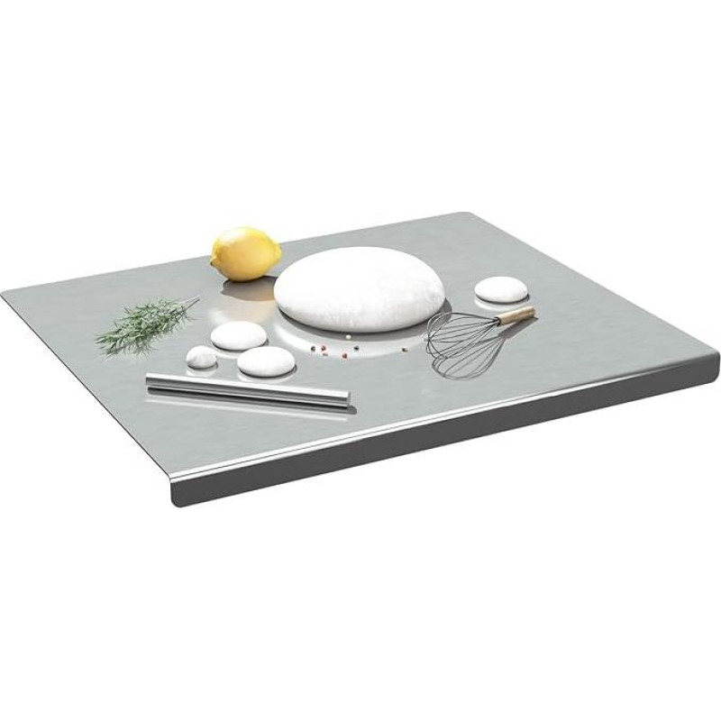 Didelė pjaustymo lenta 304 nerūdijančio plieno 50x50cm sunkiųjų pjaustymo lenta Countertop 2.1kg storio virtuvės konditerijos lentos, skirtos minkyti ritininę duonos tešlą Mėsos daržovės