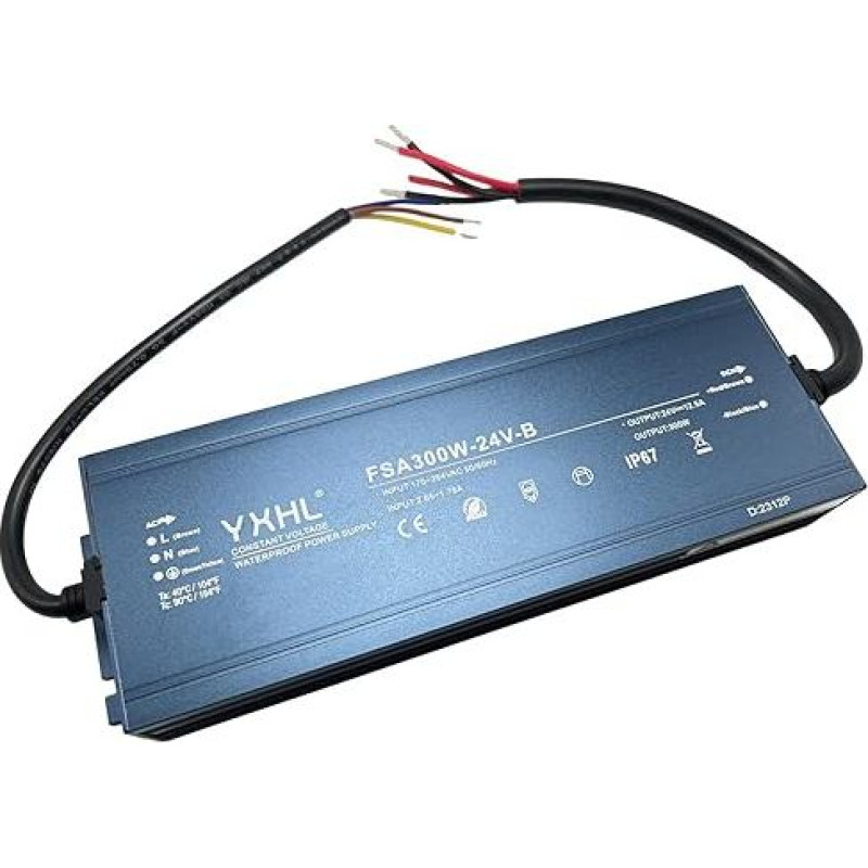 Maitinimo šaltinis 300W DC 24V AC 220V LED vairuotojo transformatorius Vandeniui atsparus IP67 tinka LED juostelėms, neoninėms šviesoms, baseino šviesai ir lauko vejos lempoms