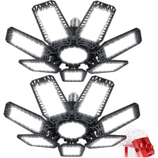 YIQIBRO Garage Lamp LED 200 W Pack of 2, 20000LM 6500K Malleable LED Workshop Ceiling Light with 7+1 Adjustable Panels, E26/E27 Workshop Lamp Garage Light for Basement Shop Workshop Warehouse