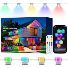 30 m 60 LED nuolatinis lauko apšvietimas, išmanusis RGBIC lauko apšvietimas, IP67 vandeniui atsparus karnizo apšvietimas lauke, programėlė ir nuotolinis valdymas, daugiau kaip 60 scenos režimų, pasakų žibintai lauke, skirti vakarėliams, kasdienai