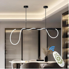 ASJK pakabinamas valgomojo kambario šviestuvas, pakabinami šviestuvai ir pakabinama šviesa, 45 W šviestuvas, reguliuojamas nuotolinio valdymo pultu, pakabinamas šviestuvas virtuvei, valgomajam, svetainei, juodas, 120 cm