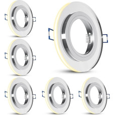 SSC-LUXon Yapu 6 pakuotės stikliniai įleidžiami prožektoriai su LED žiedu apvaliame sidabriniame veidrodyje - įleidžiami šviestuvai GU10 / moduliai su lizdu