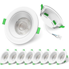 ALUSSO LIGHTING 60° LED Recessed Spotlight, 230 V, Dimmable, 4 W/6 W/8 W Adjustable LED Spotlights, 3CCT Warm White/Neutral White/Cool White Ceiling Spotlights, Ultra Flat 68 mm Ceiling Light, IP44 for Bathroom, Kitchen, Set of 10