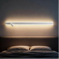 19 W LED Indoor Wall Lamp with Switch and Adjustable Reading Lamp, 3 Colours, 80 cm Modern White Wall Light LED for Bedroom, Corridor, Living Room, Office, Stairs, Bed, Kitchen, Hotels