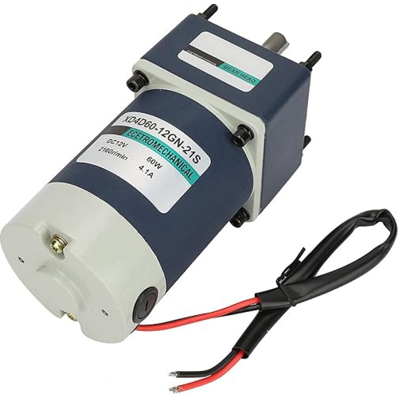 12 V 60 W greitaeigis metalinis nuolatinio magneto nuolatinės srovės variklis su pavara IO (greičio mažinimo santykis 10.210U)