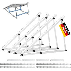 Sustiprintas saulės kolektorių laikiklis Aliuminio sustiprintas balkono elektrinės laikiklis 118 cm montavimo kampas 0-90° Saulės kolektorių montavimo rinkinys 100 W-800 W, tinkamas plokštiems stogams, sienoms, karavanams, valtims, 2 vnt.