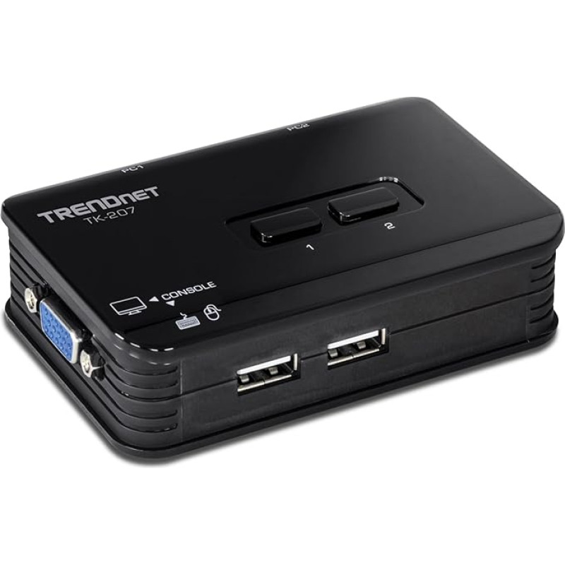 TRENDnet TK-207K 2 prievadų USB KVM jungiklis (įskaitant 2 KVM kabelius)