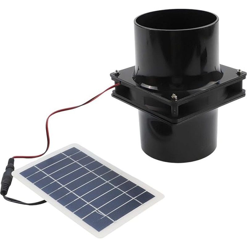 Solarbetriebener Abluftventilator mit rundem K für Wohnmobil-Belüftung, Solarpanel-Belüftungs-Set für Dachböden, Gewächshäuser und Boote, 10 W, 12 V, Schwarz
