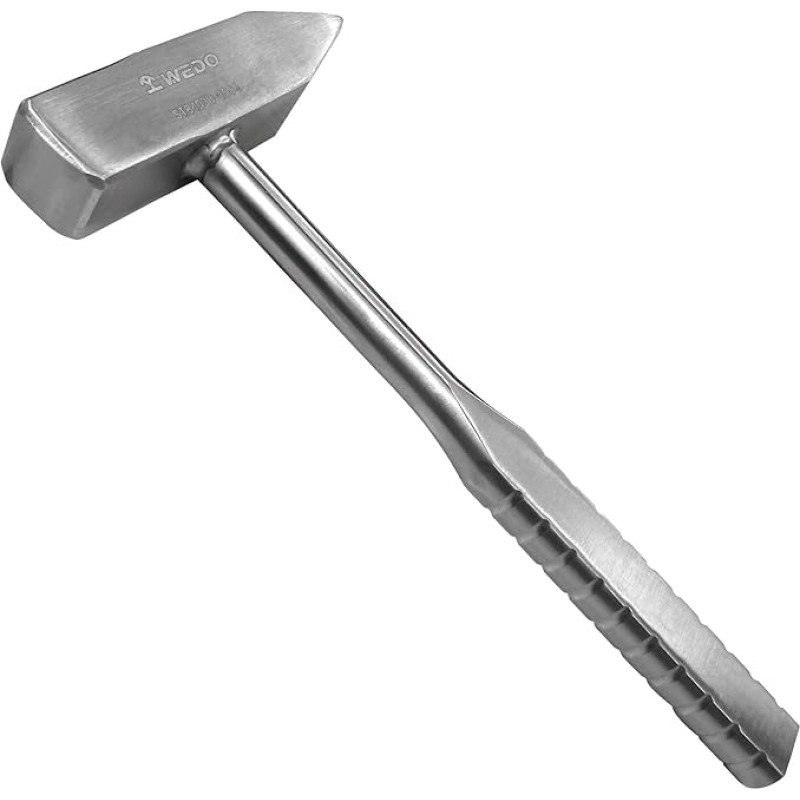 WEDO Edelstahl Schlosserhammer,Ingenieurhammer mit Ergonomischer Griff,Kopfgewicht 250g,Länge 220mm,Hochwertiger Tischlerhammer,Korrosionsschutz