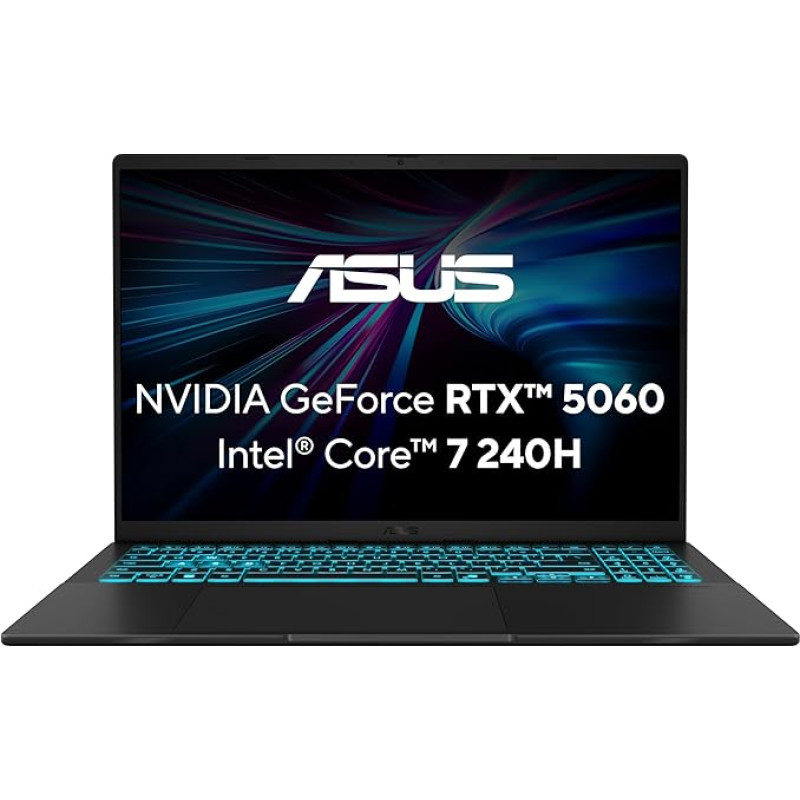 ASUS V16 V3607VM žaidimų nešiojamasis kompiuteris | 16 colių WUXGA 16:10 144Hz IPS ekranas | Intel Core 7 240H | 16GB RAM | 1TB SSD | NVIDIA RTX 5060 | Win11 Home | QWERTZ | Juoda | 3 mėnesių GamePass