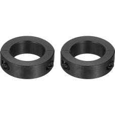 2 x doppelt geteilte Schaftmanschetten, 20 mm Bohrung, zweiteiliger Klemmkragen, 32 mm Außendurchmesser, 10 mm Dicke, Karbonstahl, Schlosskragenklemme mit Stellschrauben (Schwarzoxid)