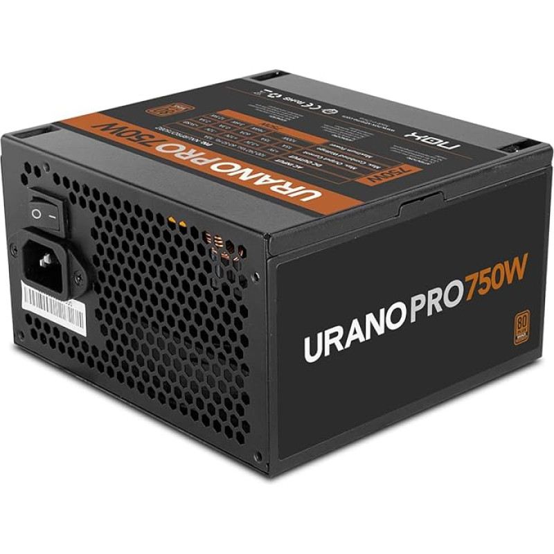 NOX Xtreme Products URANO Pro 750W 80 Plus Bronze - ATX Power Supply with Quiet 120mm PWM Fan, Full Protection (OVP, UVP, OPP, SCP, OTP), Active PFC, Extra Long Flat Cables