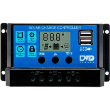 Saulės energijos įkrovimo valdiklis, 50A 12V/24V saulės kolektorių baterijų valdiklis su dviem USB prievadais ir LCD ekranu, skirtas kemperiams
