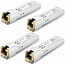 QSFPTEK 4 pakuotės 1000BASE-T SFP Gigabit Transceiver, SFP į RJ45 varinį SFP 1G SFP-T modulis, skirtas 