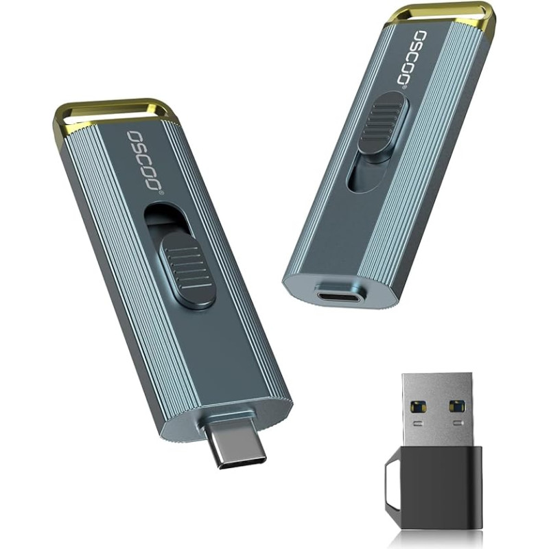 512 GB nešiojamasis SSD diskas - USB 3.2 Gen 2 išorinis kietasis diskas, iki 2100 MB/s, dvigubas USB-C ir USB-A adapteris, ištraukiamas dizainas, suderinamas su 