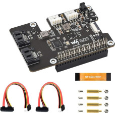 PCIe į 2 kanalų SATA HAT+ adapteris Raspberry Pi 5, SATA 3.0 išplėtimo plokštė su dviem SATA prievadais, LED indikatoriais, EEPROM, 