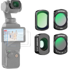 NEEWER ND filtrų rinkinys Magnetinis neutralaus tankio filtras, suderinamas su DJI Osmo Pocket 3 Creator Combo priedais, kintamas ND2-32 juodas difuzinis 1/4 CPL poliarizacinis filtras 0,72x plačiakampio objektyvo 2 ekrano apsaugai