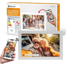 Denver Digitaler Bilderrahmen Weiß 10,1 Zoll mit WLAN - Frameo Digital Photo Frame mit Touchscreen & 16 GB Speicher - Elektrinis fotorėmelis su programėlių rinkiniu, USB ir microSD, skaitmeninis fotorėmelis