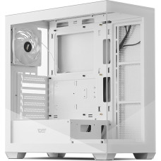 darkFlash ATX Mid-Tower PC Case, Pre-Installed PWM Fan without LED, Full Screen Double Sided Wall Tempered Glass, USB-C Port, Supports Water Cooling Radiators up to 360mm, White (DS900)