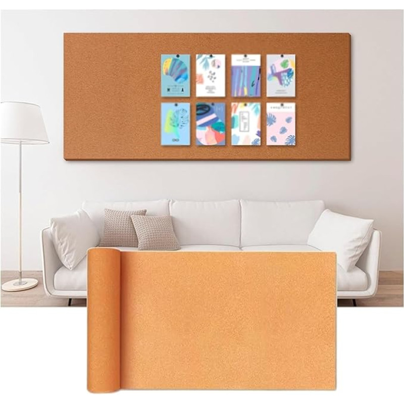 Kork-Rolle, Pinnwand, selbstklebend, Wandhalterung, Rahmenlos, für Büro, Schlafzimmer, Schule, Dekoration, Heimwerkerarbeiten, große Größe, 1,22 x 3,28 m (6 mm)