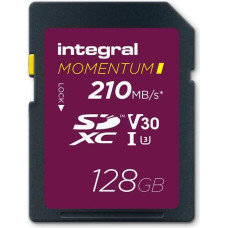 Integral Momentum I 128GB SDXC Card - UHS-I, Up to 210 MB/s Read, 180 MB/s Write - V30, U3, CL10 - For DSLR, Mirrorless Cameras & Camcorders - 4K UHD Video & Continuous Shooting Mode Ready
