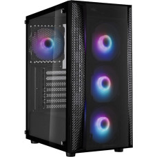 Silverstone SST-FAB1-PRO FARA Tower ATX žaidimų kompiuterių korpusas, elegantiškas oro tiekimo dizainas, grūdinto stiklo šoninis skydelis, 4 x 120 mm ARGB ventiliatoriai + ARGB valdiklis, juodas